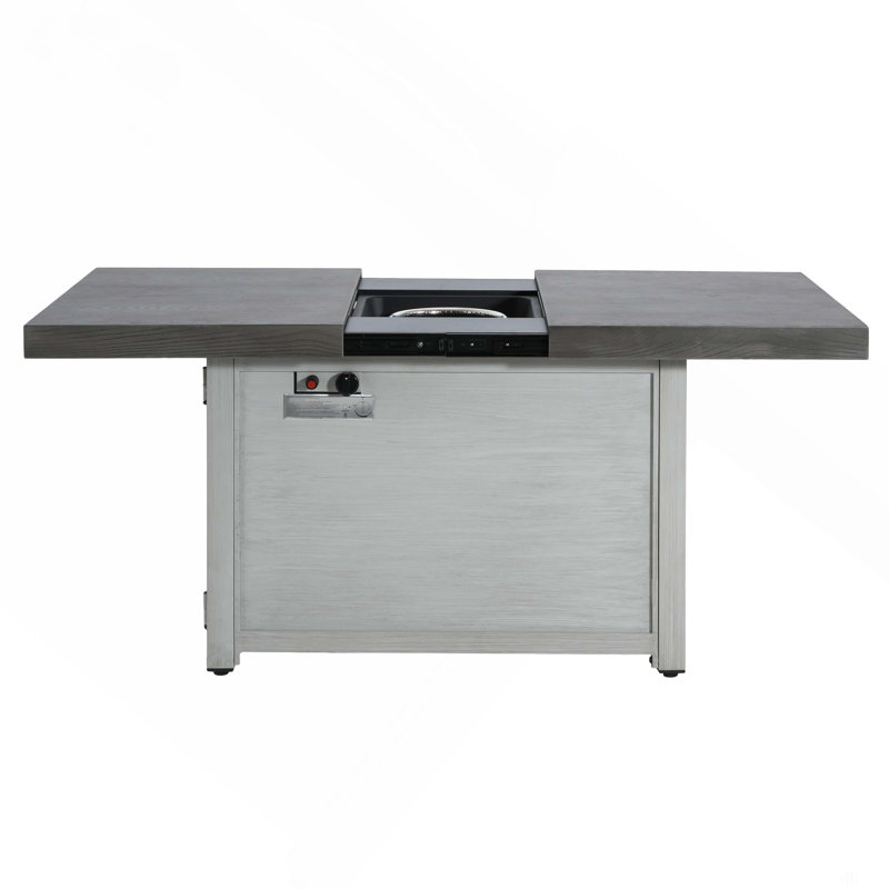 Extendable Rectangle Aluminum Alloy Fire Pit Table, 50,000BTU