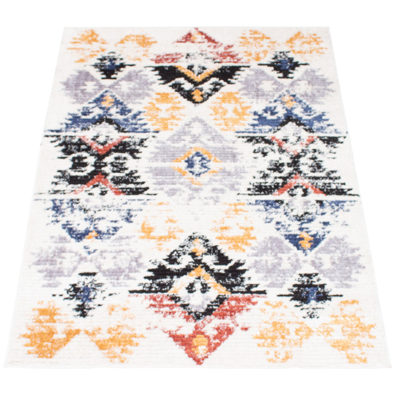 Tapis blanc Morocco Kashkuli, Rectangle 3 pi 11 po x 5 pi 11 po