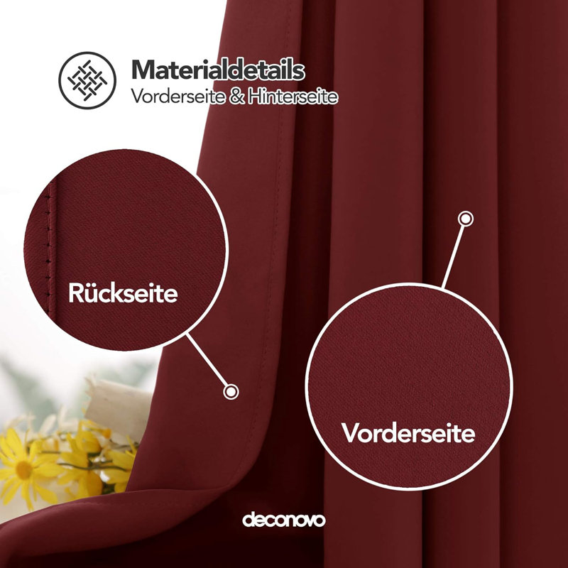 Blackout Curtain Pair, Red, 132cm wide x 61cm high