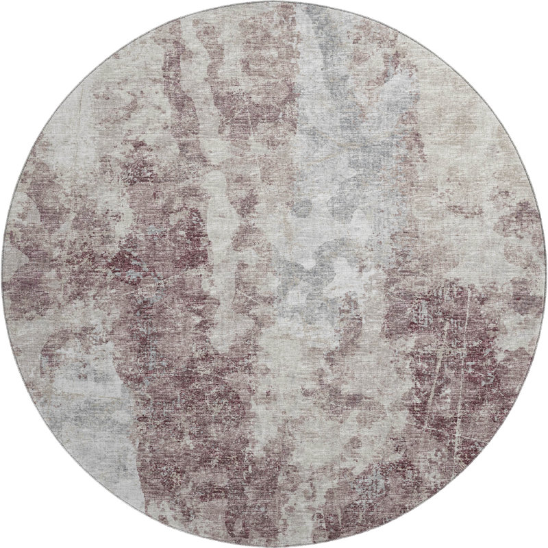 Premium Machine Washable Driessen AMF68 Plum Rug, Round 8'