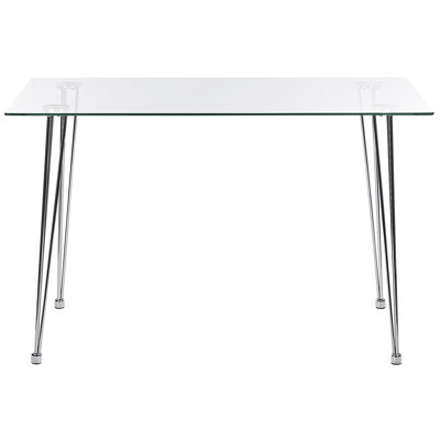 Rectangular Glass Top Dining Table with Iron Base