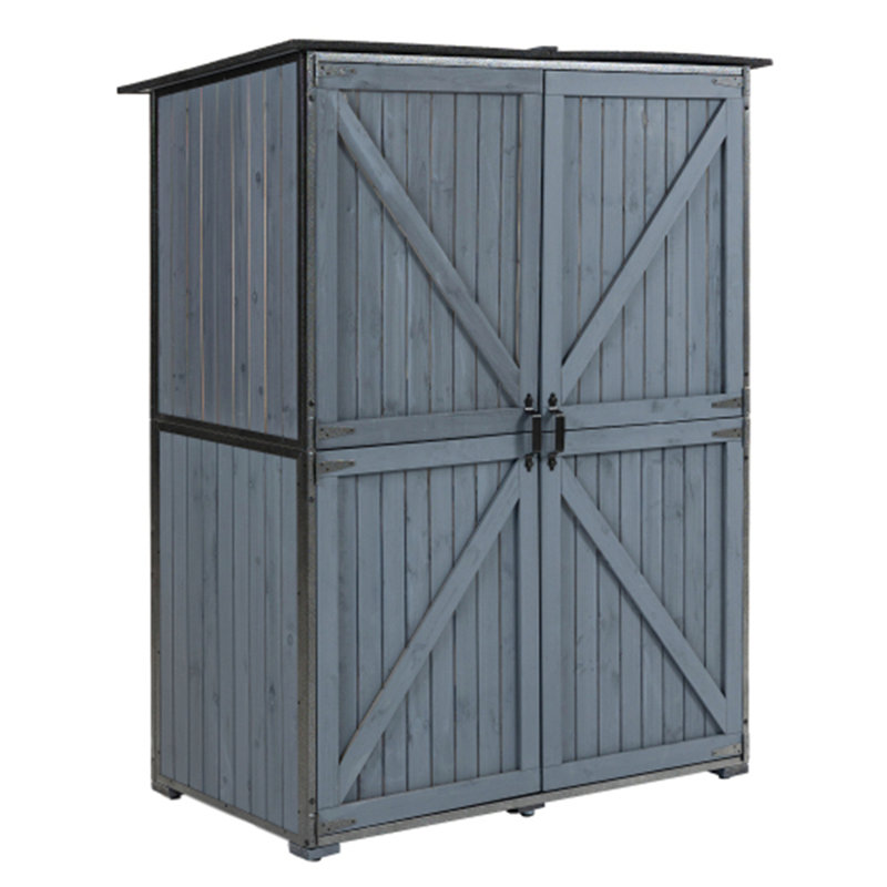 Outdoor Storage Cabinet 55.1"L X 29.1"W X 68.9"H, Garden Shed Tool Shed with Metal Frame Structure for Backyard Garden Patio Lawn