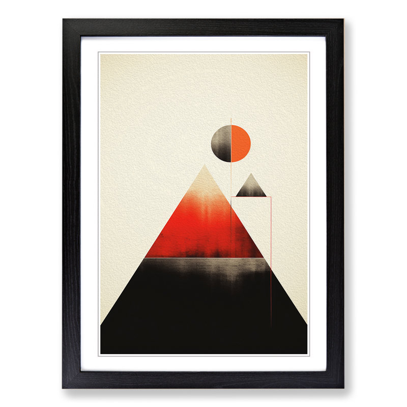 Minimalist Geometric No.2 - Single Picture Frame Print on Wood, 64cm H x 46cm W x 2cm D, Black