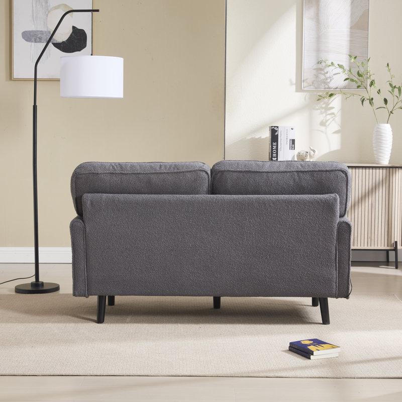 Canapé-lit Kole avec port USB et housse de coussin amovible Kole, Boucle gris, Gris