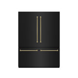 ZLINE Autograph 60 in. Black Steel Built-In Refrigerator w/ Gray Interior and Gold Helix Handles
