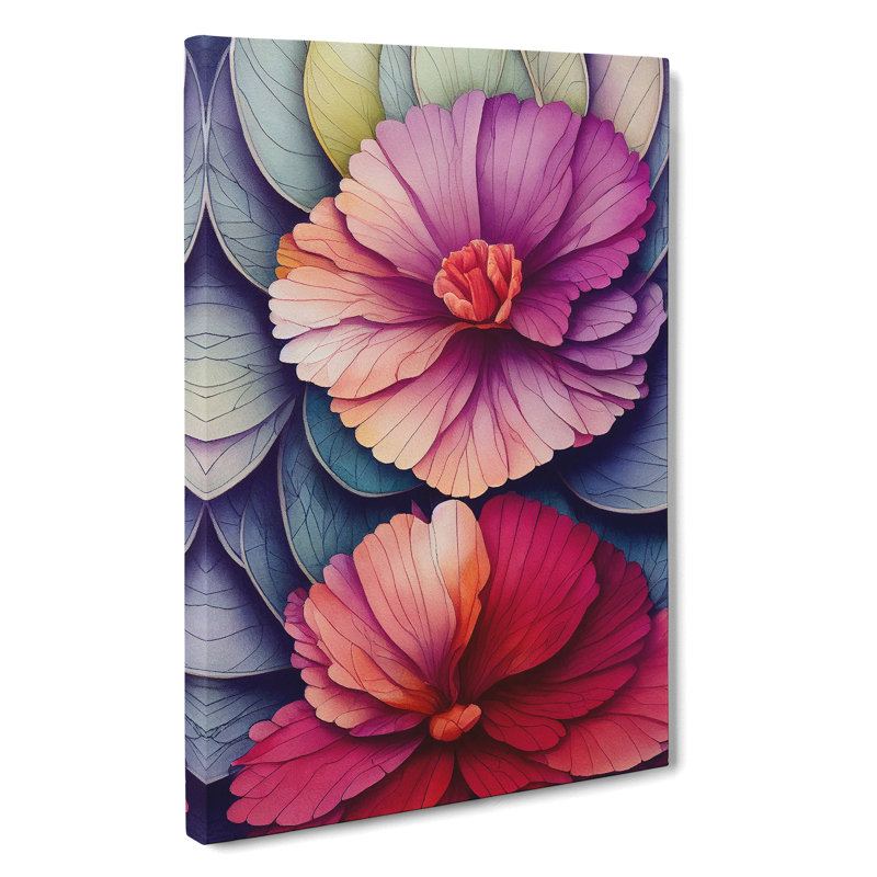 Beautiful Watercolour Flowers No.5 - Wall Art, 50cm H x 35cm W x 3cm D, Wrapped Canvas, No Matte