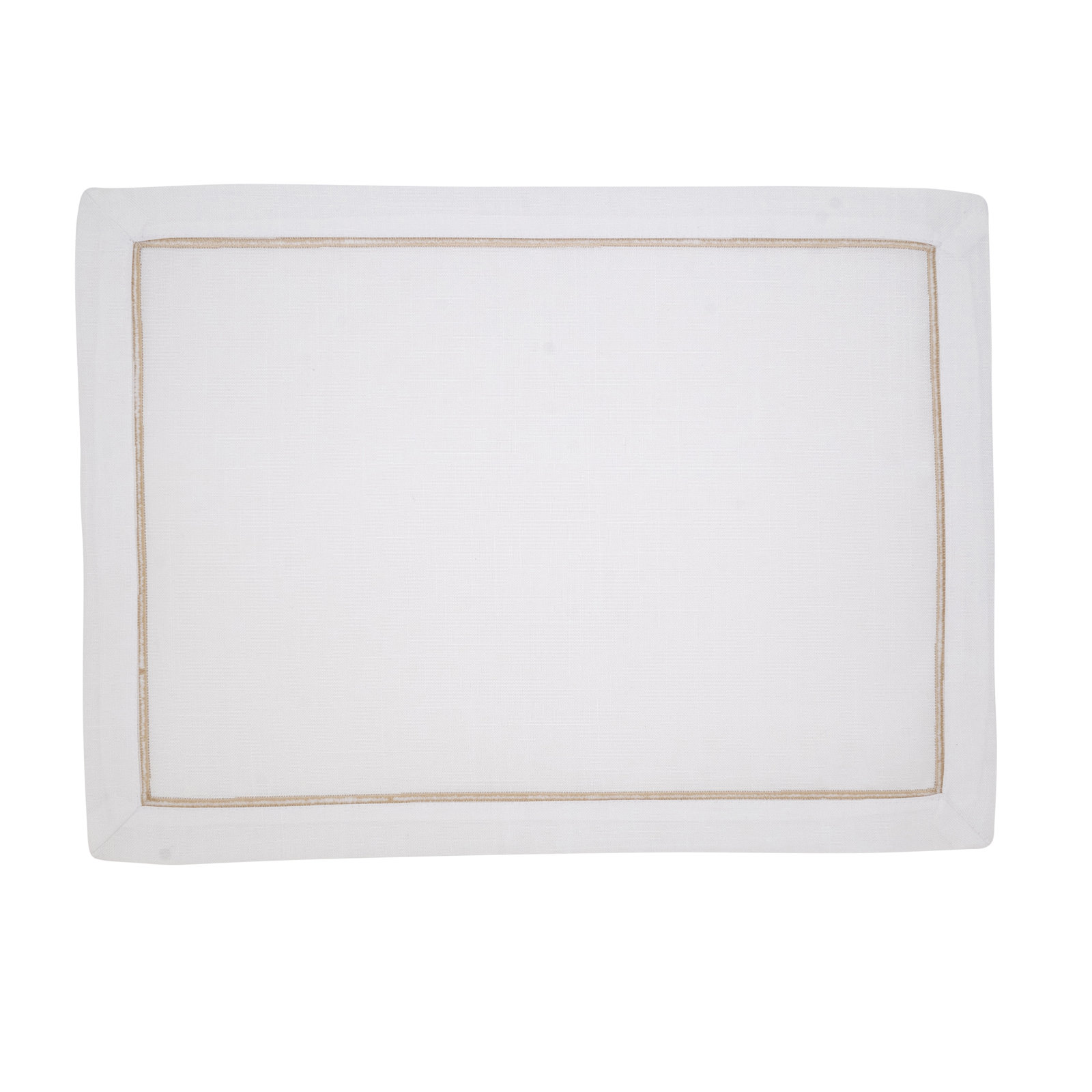 Embroidered Line Design Placemat (Set of 4), Cream