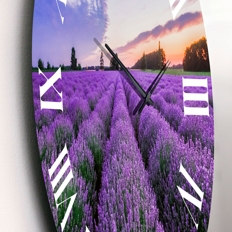 Sunrise & Dramatic Clouds Over Lavender Field II - Horloge murale, Extra Small