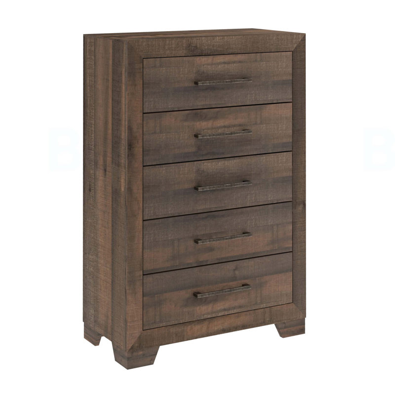 Commode élégante à 5 tiroirs avec rangement spacieux, parfaite pour organiser et rehausser le décor de votre chambre à coucher.
