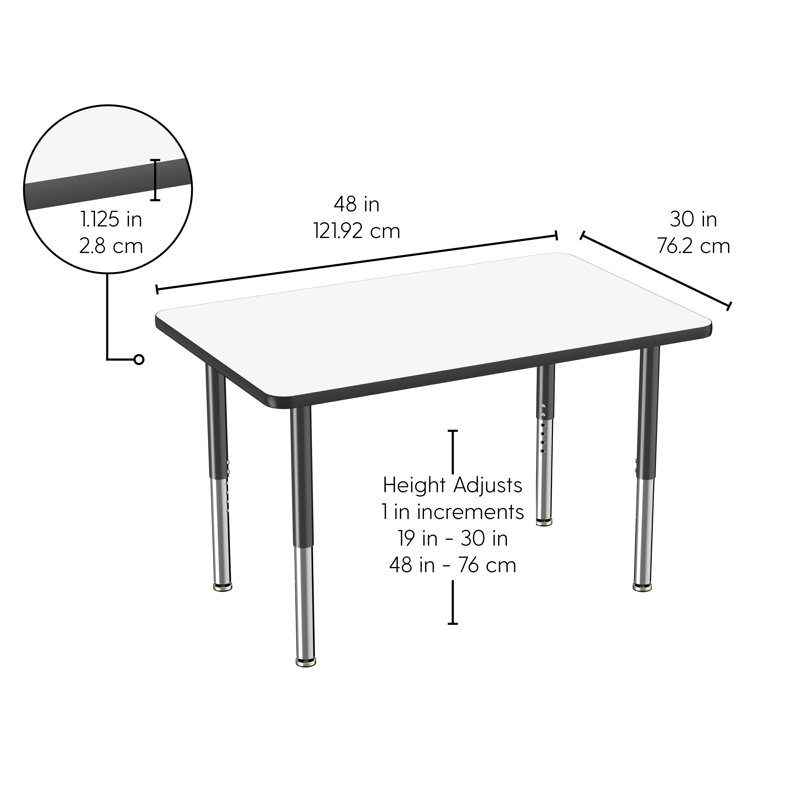Table d'activités rectangulaire, Super, 30" x 48", Tableau blanc / noir