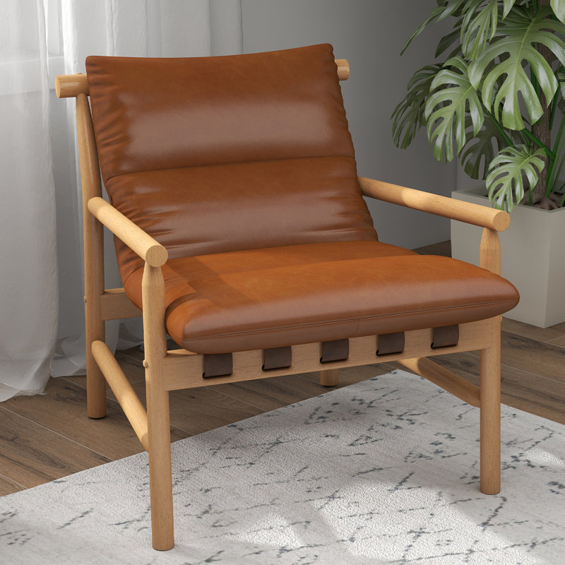 Fauteuil large de 25,5 po Fiona, Brun, Bois naturel