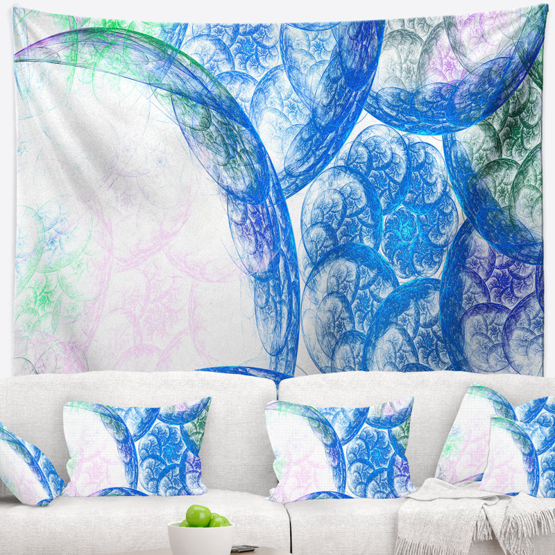 Tapisserie blanc abstrait en nuages spectaculaires, H 68 po x l 80 po