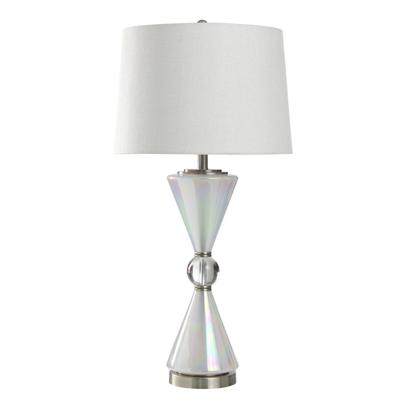 Lampe de table en verre - blanc Juno - abat-jour blanc cassé