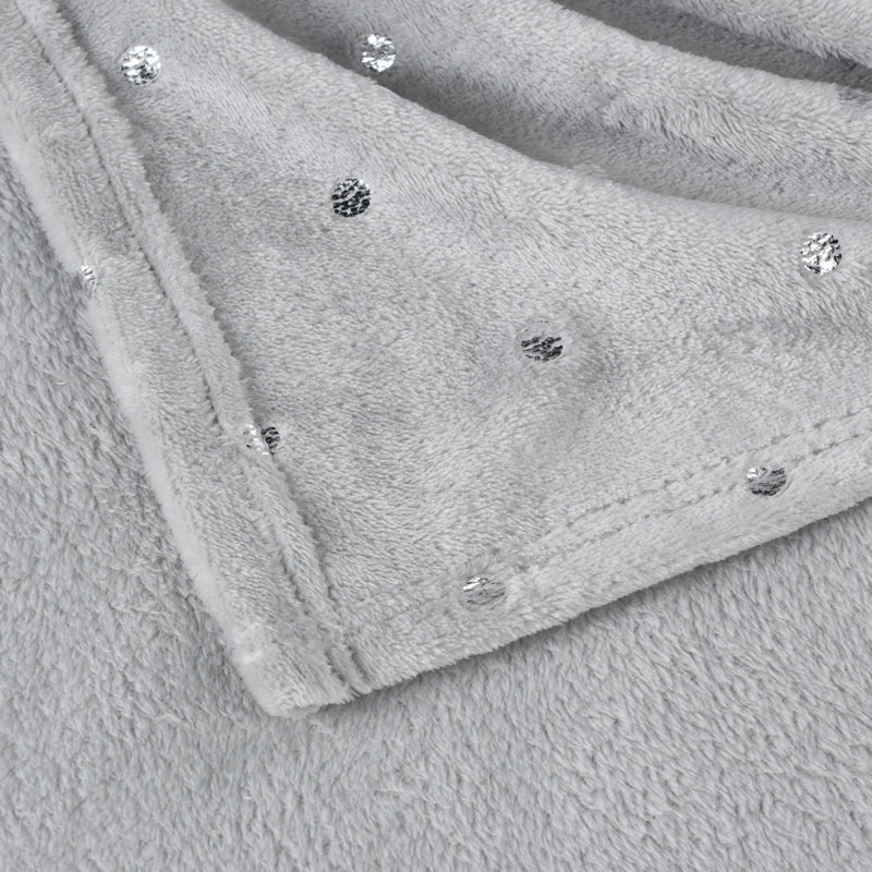 Platinum Polka Dot Reversible Fleece Throw Blanket