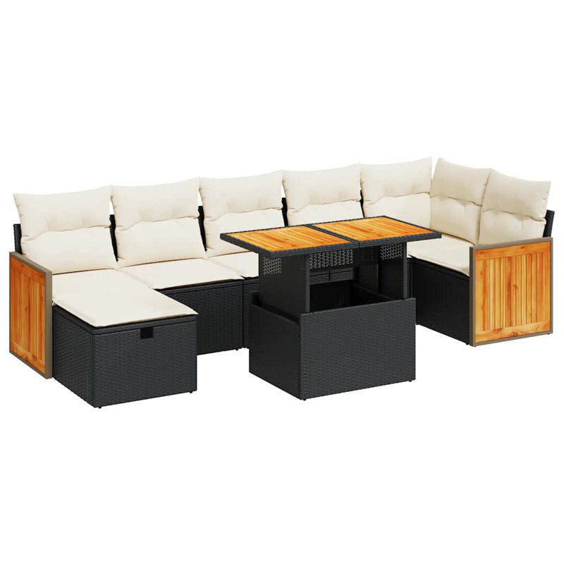 Ensemble de canapé de jardin Vidaxl, Coussin noir / structure noire