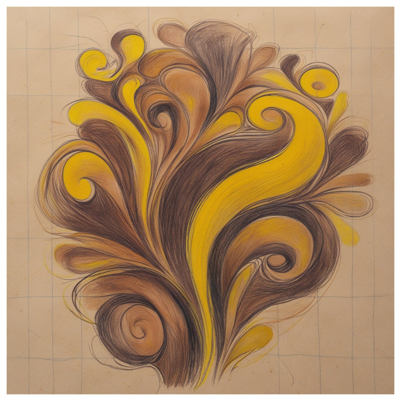 Brown Yellow Swirls Comforter, Queen