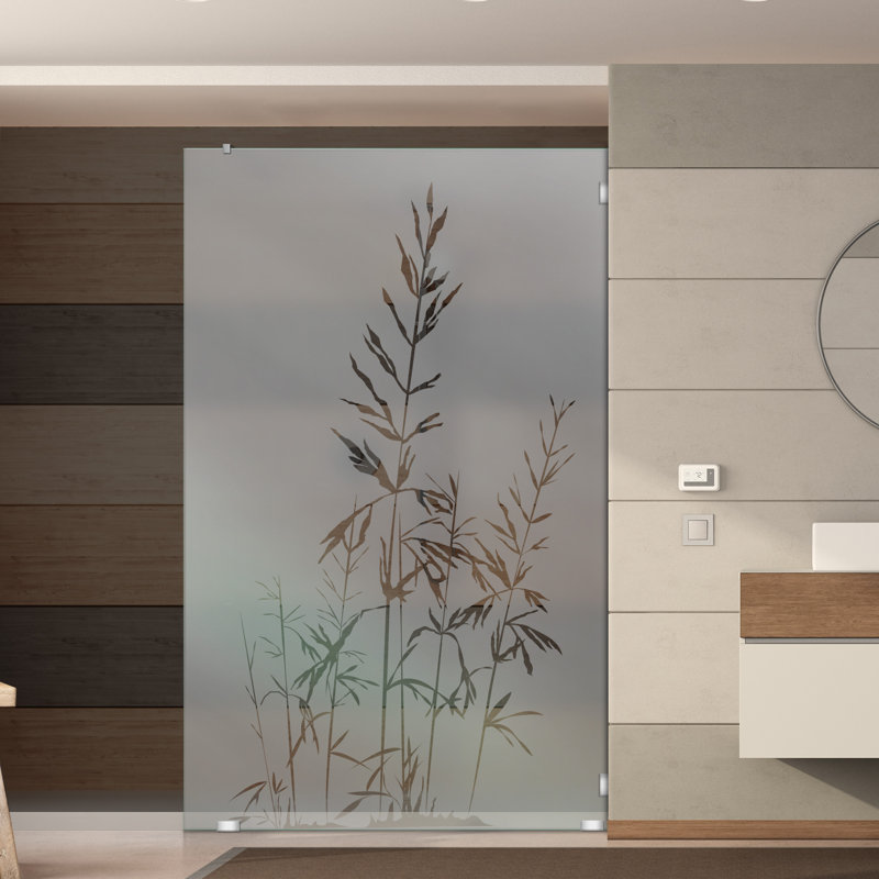 Cloison de douche sans cadre l 27 1/2 po x H 75 po avec motif givré permanent, Gauche, Semi-privé