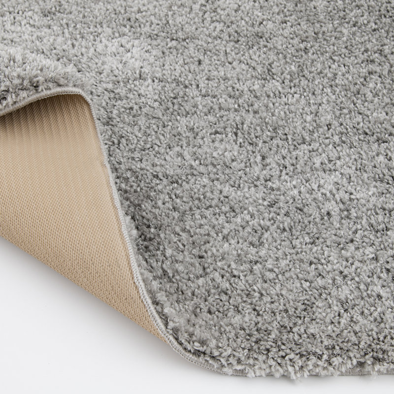 Claude Machine Washable Indoor Shag Area Rug with Non-Skid Backing, Chrome, 5'x7'