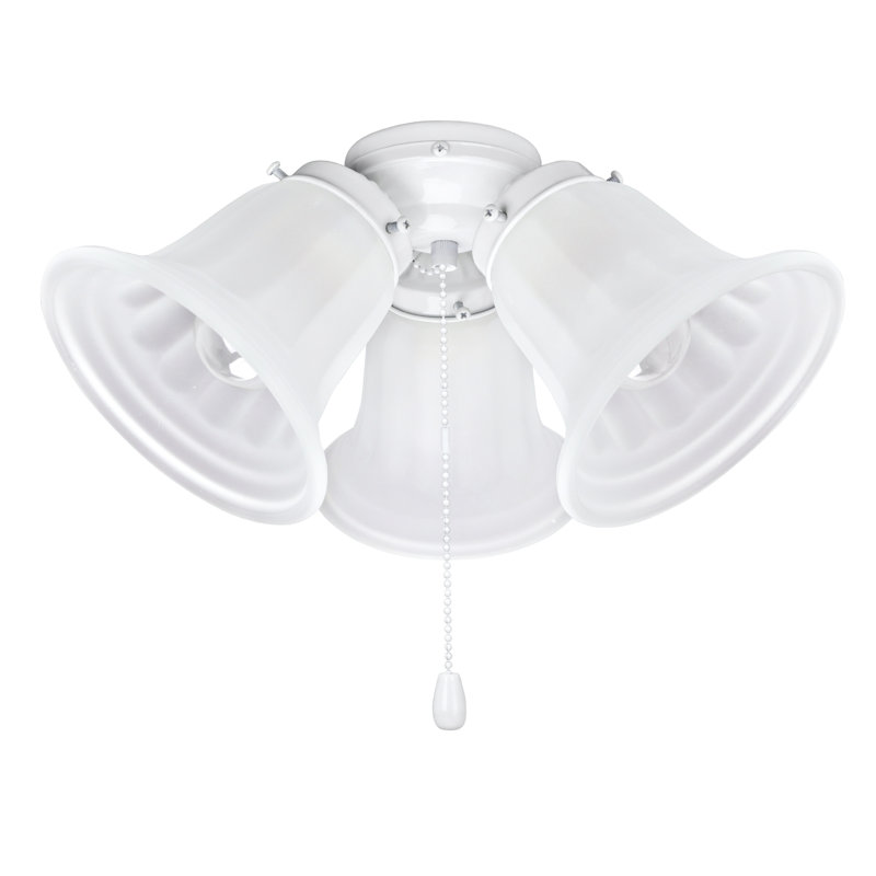 Ventilateur de plafond à 3 lumières, Peinte en blanc