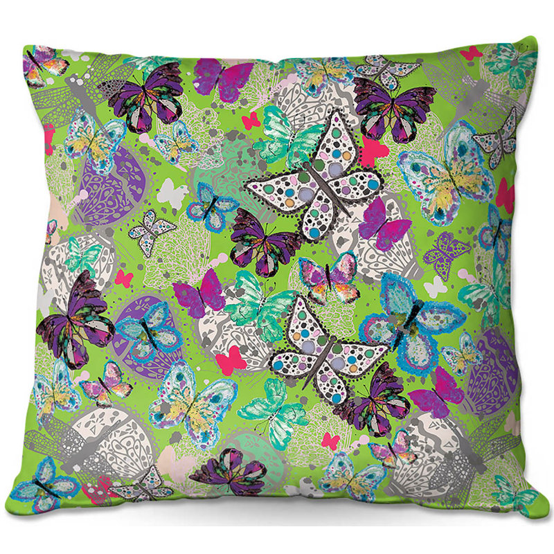  Coussin Couch Butterflies, 20 po x 20 po, Rose