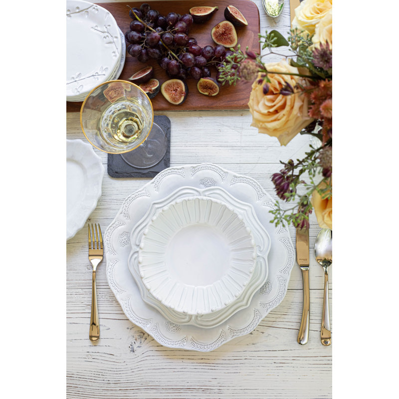 Incanto Stone Handmade Stoneware Dinnerware Set, Light White