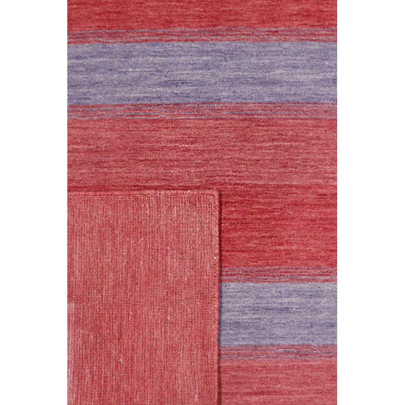 Tapis rouge / bleu en soie / laine tissé à la main Gramercy, Rectangle 7 pi 9 po x 9 pi 9 po