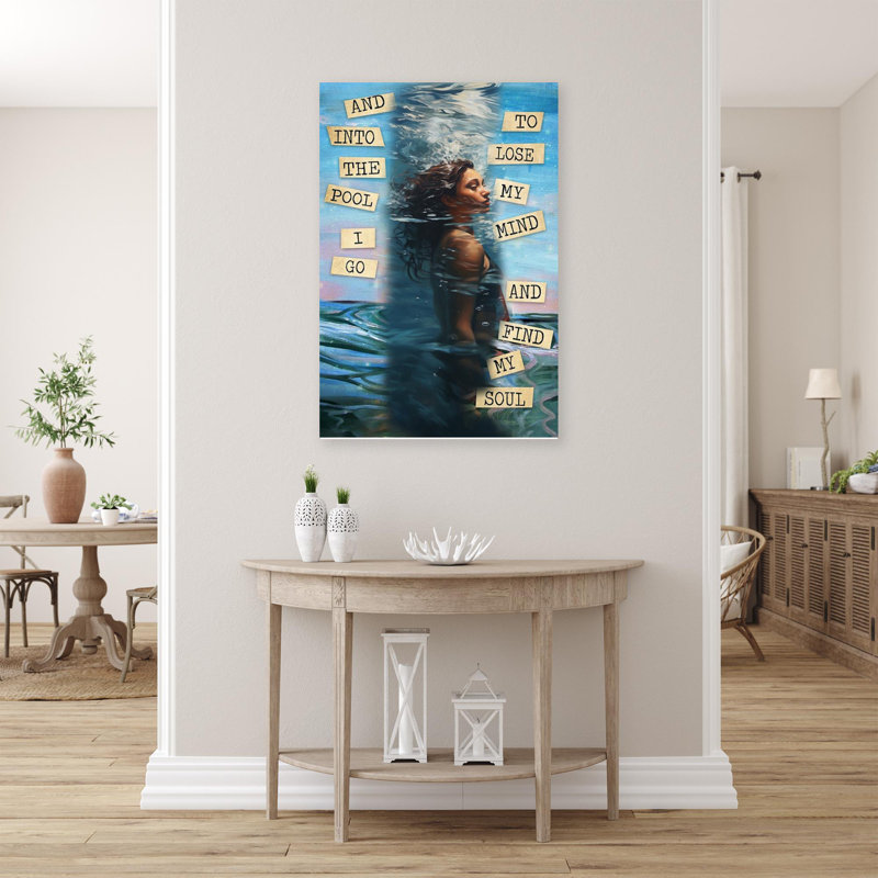 «Natation et dans la piscine», reproduction d'art graphique sur toile tendue, H 20 po x l 16 po x P 1,25 po
