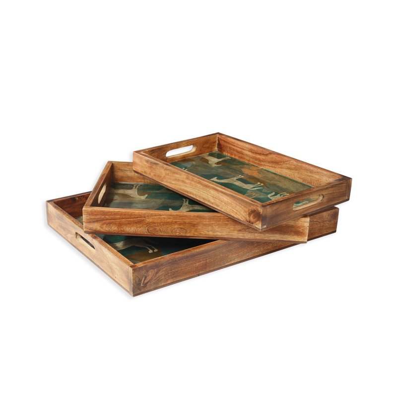 Plateau en bois Josina - ensemble de 3