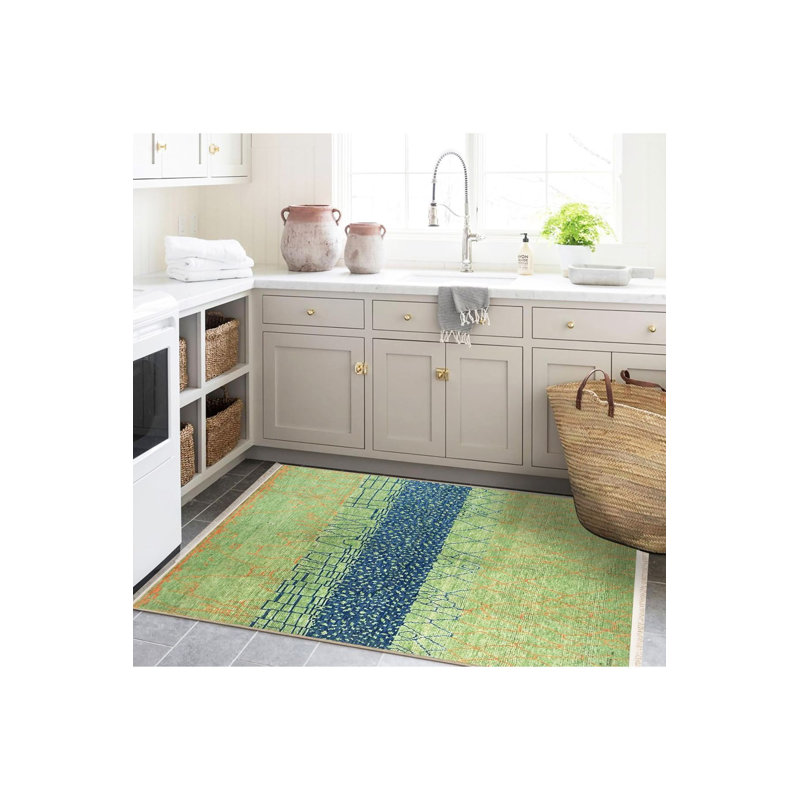 Tapis décoratif à motif géométrique lavable, Sous-tapis rectangulaire de 3 pi 3 po x 4 pi 11 po