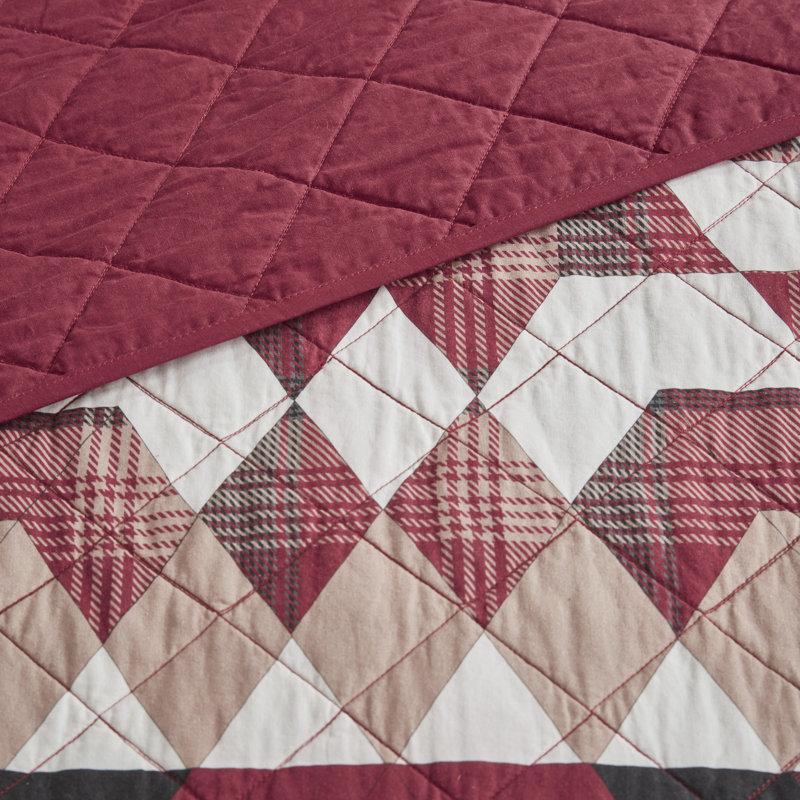 King Red Cotton Quilt Set with Medallion Design