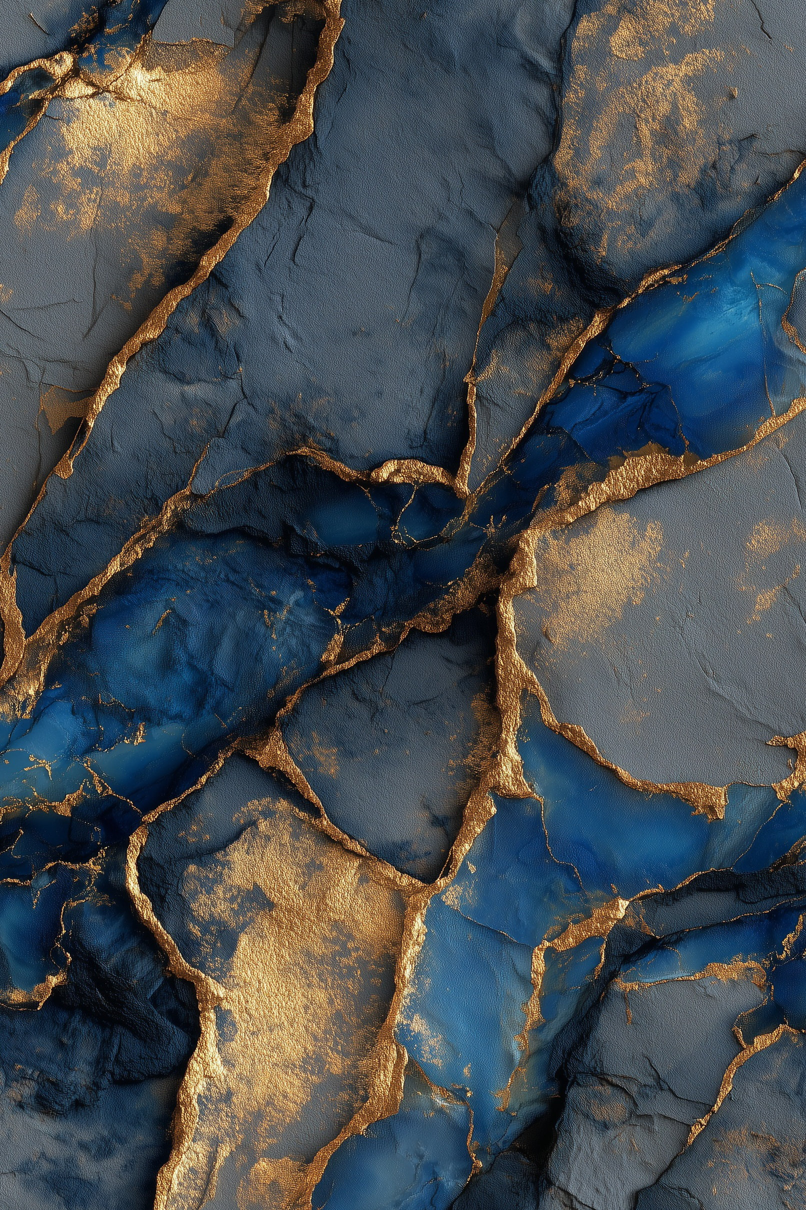 Lark Manor™ Marble Wallpaper Blue Gold Decorative Mural | Wayfair