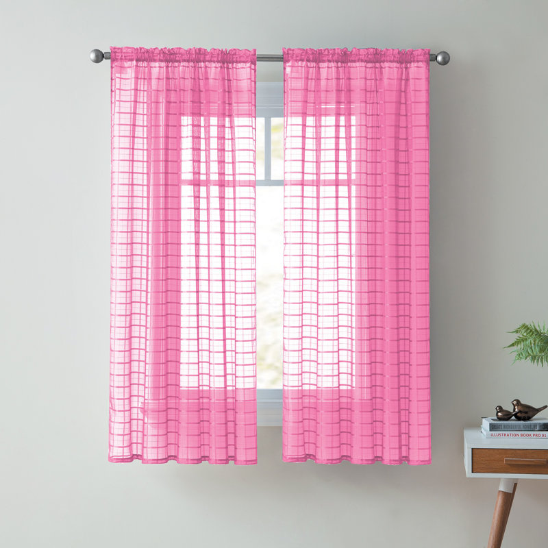 Rideau de rideau Lisa, Rose vif, L 55 po x L 63 po