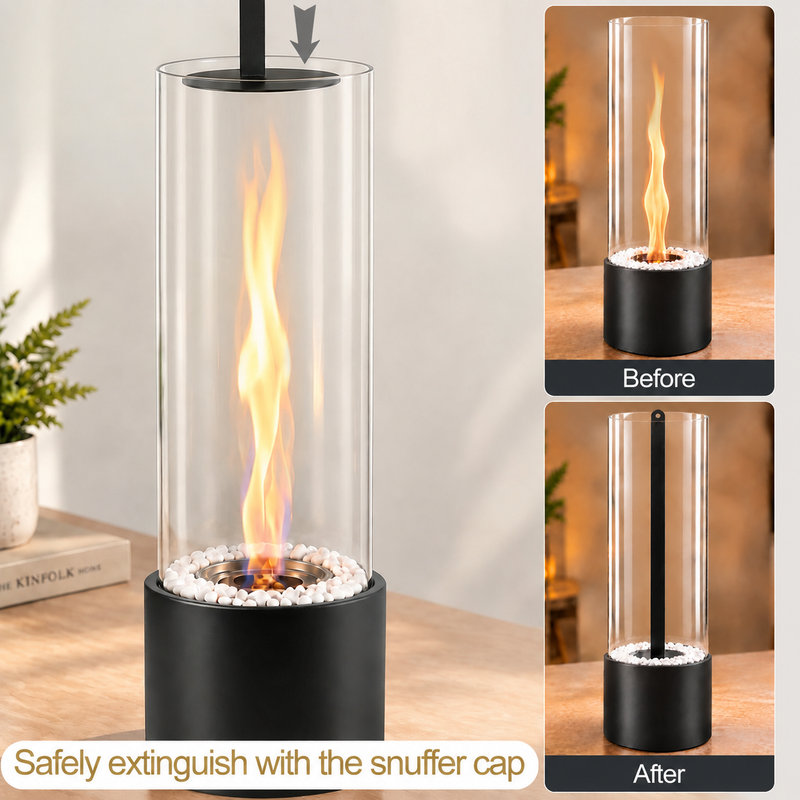 Tabletop Fireplace, 26.9cm H x 16cm W x 16cm D