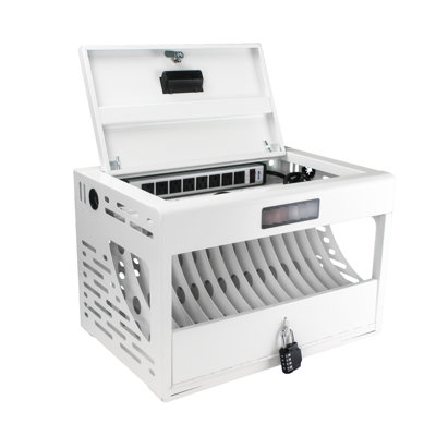 Armoire de charge pour ordinateur portable et tablette - 16, verrouillable, blanche, pour le bureau, la salle de classe, avec organisation de câbles portatifs 16 espaces convenant à différents modèles d'ordinateur portable / tablette