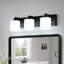 Applique murale de salle de bain à 3 lumières de 61 cm (24 po) avec abat-jour en verre opale, noir mat-546887841