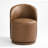 Upholstered Modern Brown Faux Leather Barrel Swivel Side Dining Chair-111969095