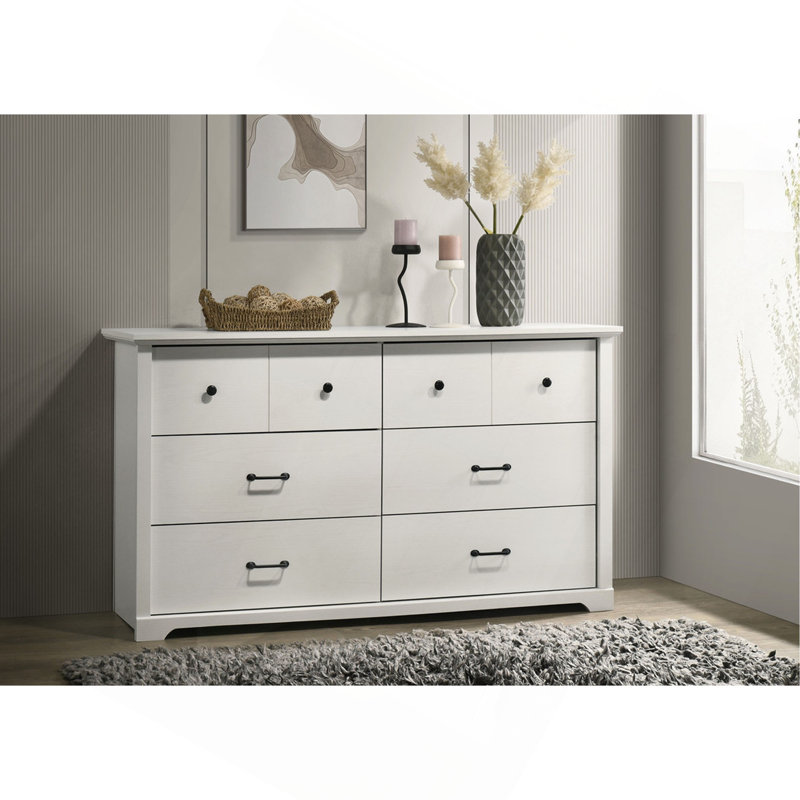 Commode 6 tiroirs avec poignées, Blanc