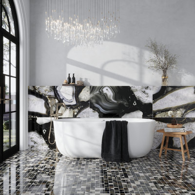Carreau de mur et de plancher en porcelaine noire grand format 24 x 48 Splendor (paquet de 15,5 pieds carrés / boîte)