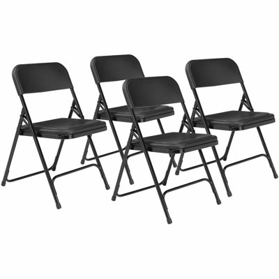 Chaise pliante série 800 - Assise en plastique - Dossier en plastique - Structure en acier - Piètement à quatre pieds - Noir - Polypropylène - 4 unités par carton
