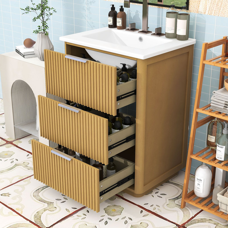 Bathroom Vanity with Ceramic Sink and Drawers