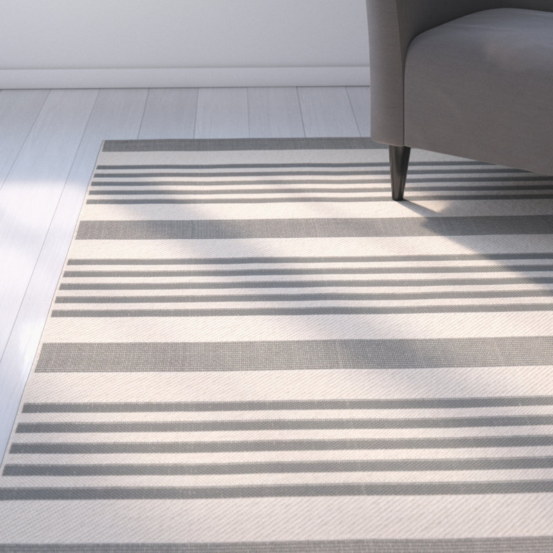 Tapis d'intérieur / extérieur à rayures Pontianak Performance, Rectangle 4 pi x 5 pi 7 po