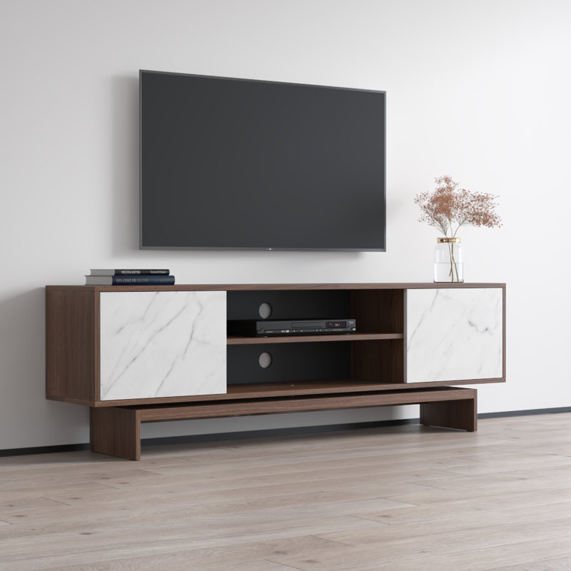 Meuble télé 70,9 po Gram, Noyer / Blanc