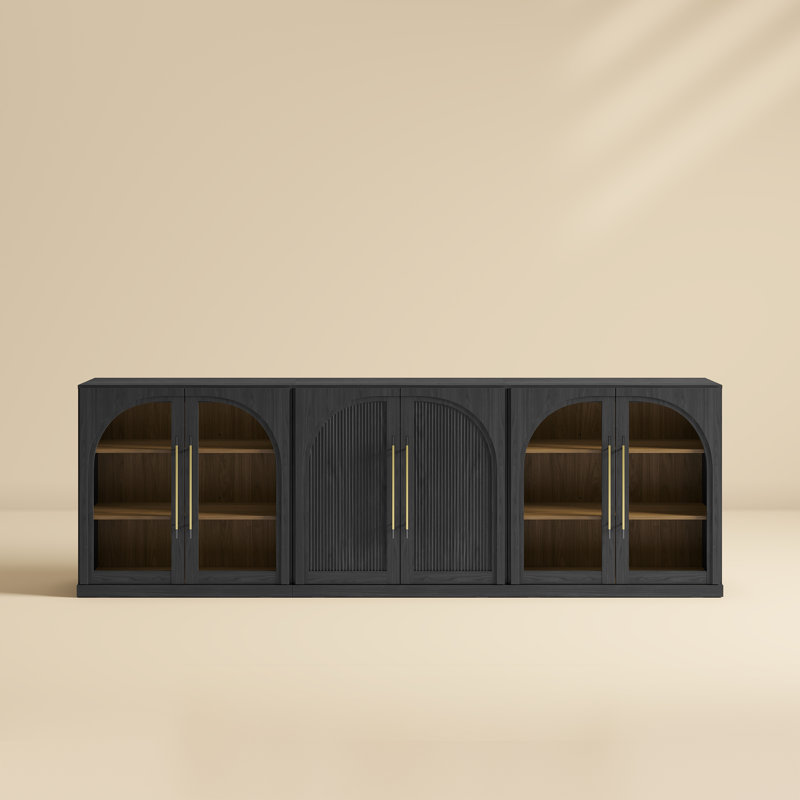 3-Piece Modular Buffet Cabinet with Storage - C+2A - Ebony, Ebony