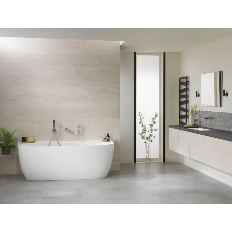 Eldon 69" x 34" Freestanding Back to Wall Bathtub With Void