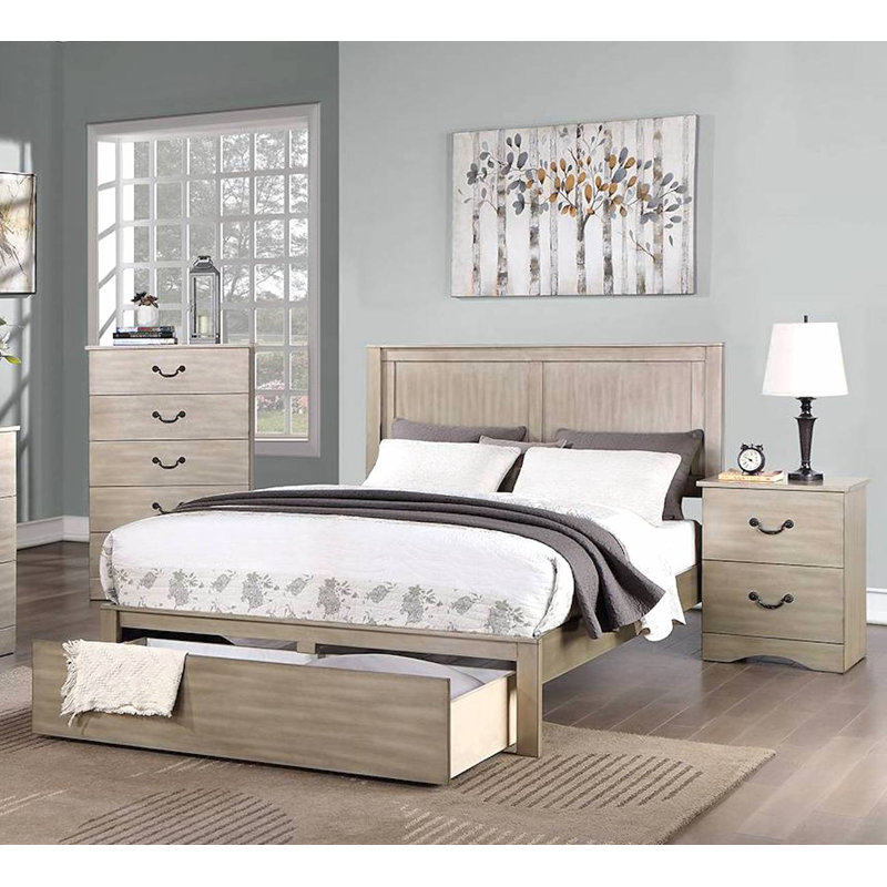 Gazmira Standard Storage Bed, California King, Natural Ash