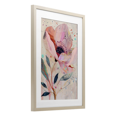 «Colorful Dots Pink Poppy», reproduction encadrée sous verre, design par LSR Design Studio