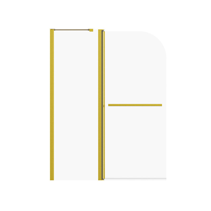 Frameless Folding Pivot Bathtub Door, Brushed Gold