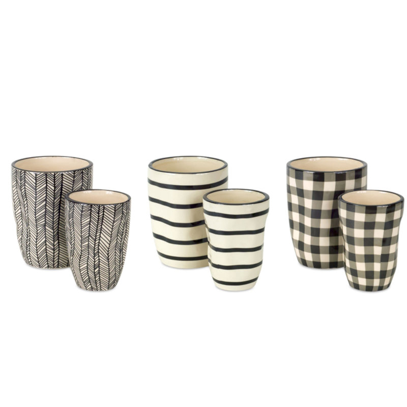 Pot de fleurs (ensemble de 6) P 2,75 po x H 4,25 po, P 3,75 po x H 5 po Dolomite