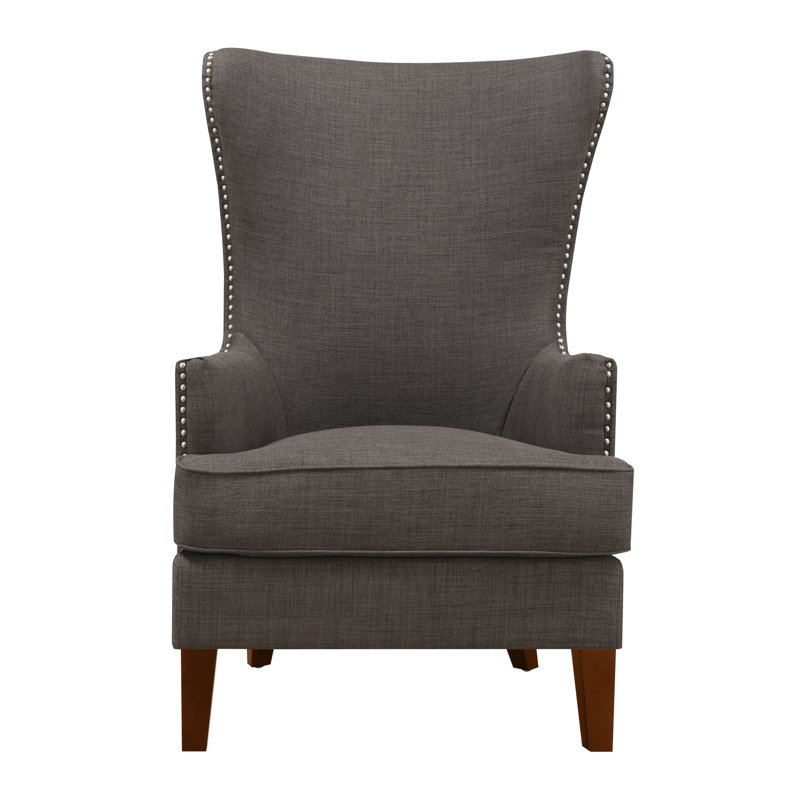 Kemariya Upholstered Wingback Chair, Charcoal