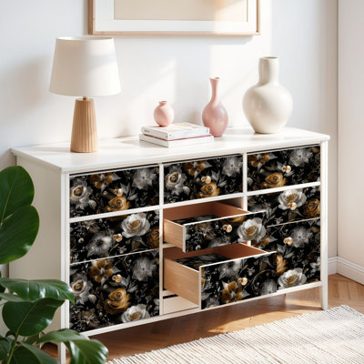 Peel and Stick Wallpaper Contact Paper Dark Charcoal Botanical Canvas Self Adhesive and Removable 24in x 118in(60x300cm)
